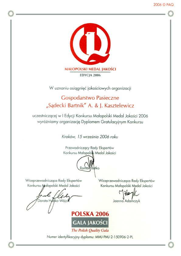 Małopolski Medal Jakości – Lider Jakości