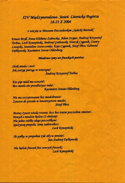 XIV Międzynarodowa Jesień Literacka Pogórza 18-23.X.2004