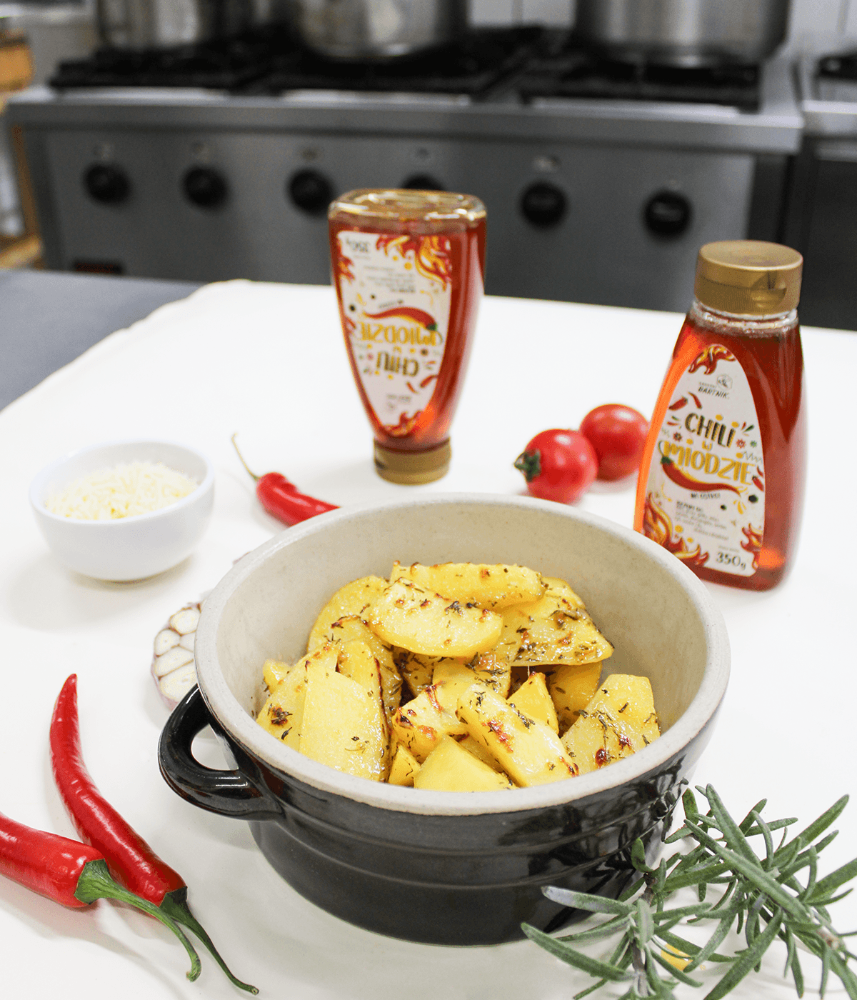 Pieczone ziemniaczki z miodem i parmezanem